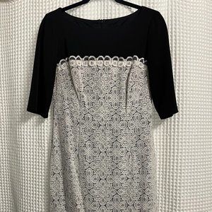 Saks Fifth Avenue Black & White Lace Dress - Small - Only Worn Once!